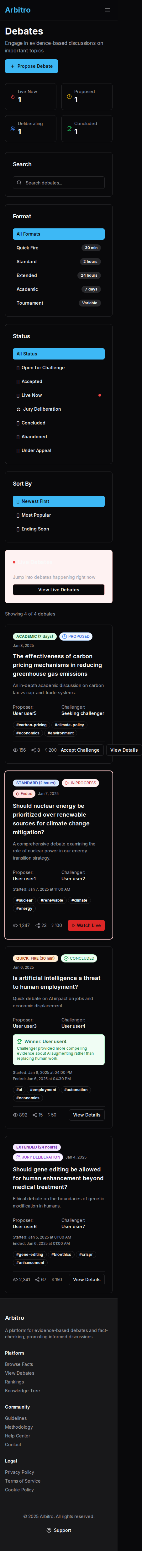 Debates mobile preview